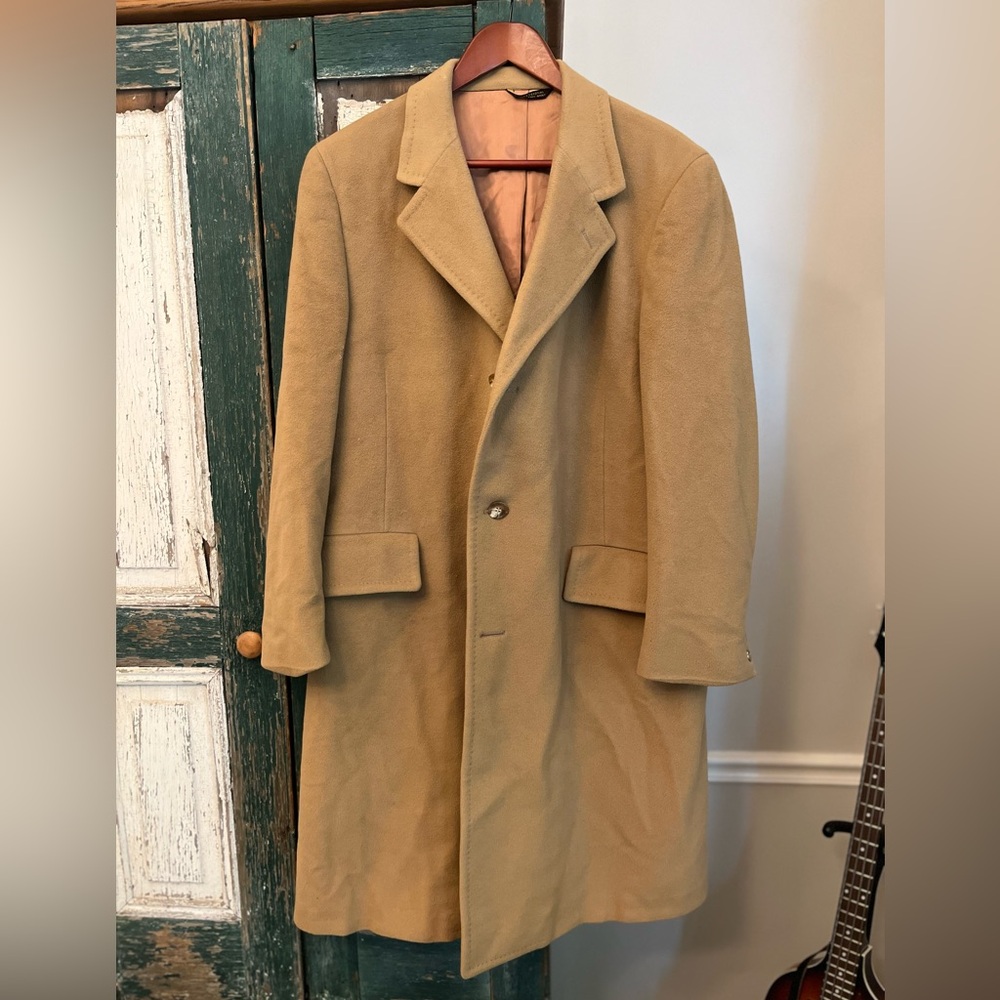 Malcom Kenneth Tan Overcoat 100% Mongolian Cashmere